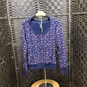 Self Esteem Blue and Pink Butterfly Pattern Hoodie Size Small